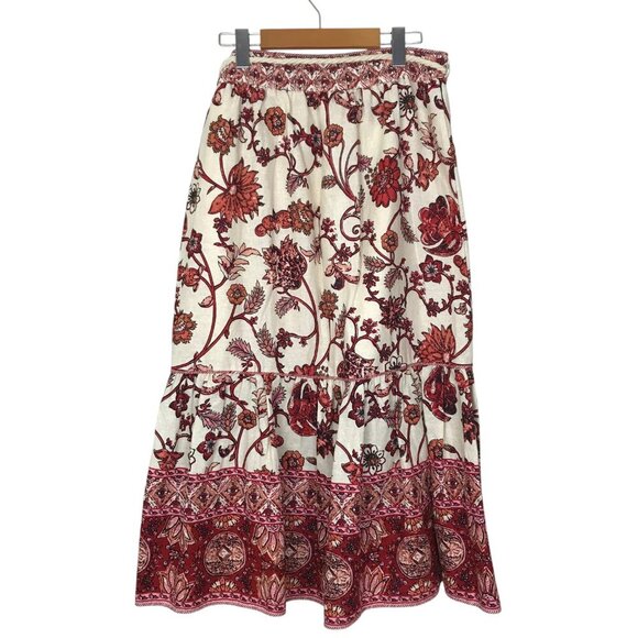 House Of Harlow 1960 Floral Boho Linen Blend Midi Skirt Size M - Picture 6 of 10